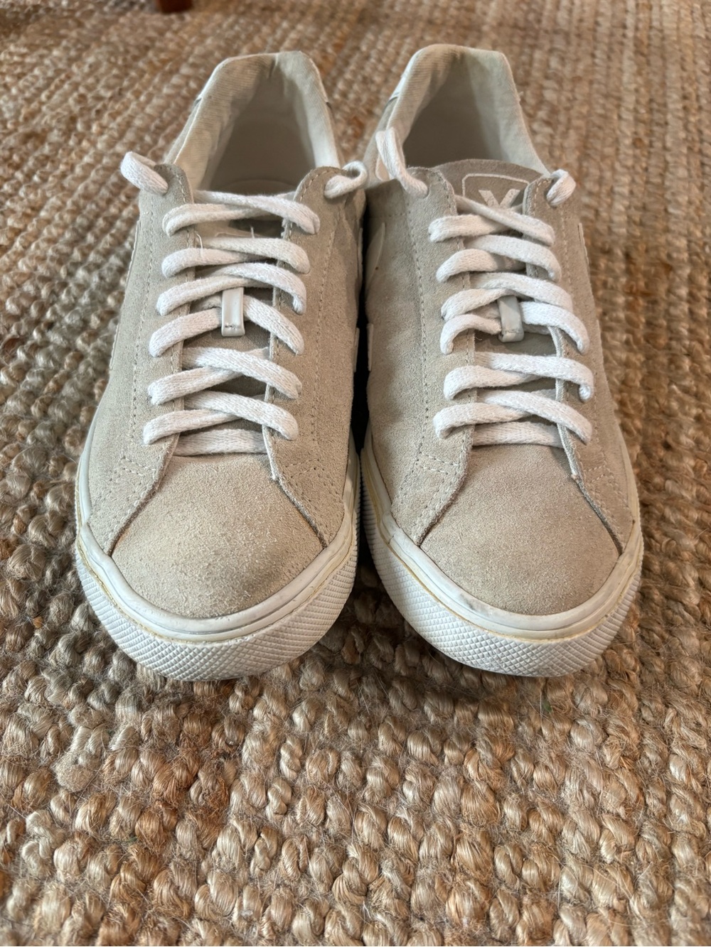 Veja Woman Suede Low-Top Sneakers in Light Tan - Picture 4 of 6